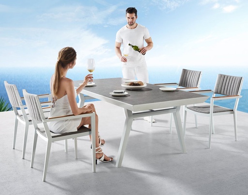 [MCH.MES.0409] SET COMEDOR CHAMPION PARA JARDÍN DE 6 SILLAS CON REPOSABRAZOS