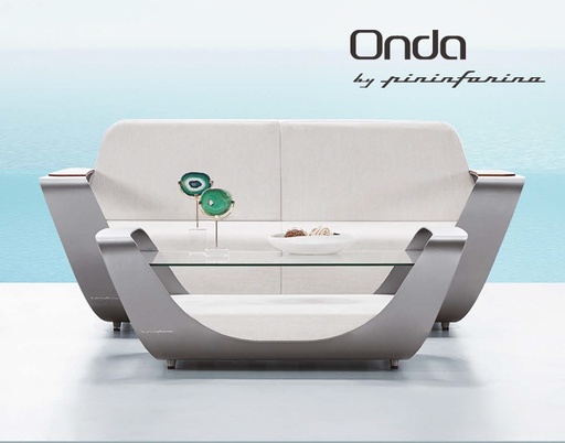 [MCH.SIL.0148] LOVE SEAT ONDA DE JARDÍN CON CUBIERTA SUNBRELLA, DISEÑADO POR PININFARINA. (1 PZA)